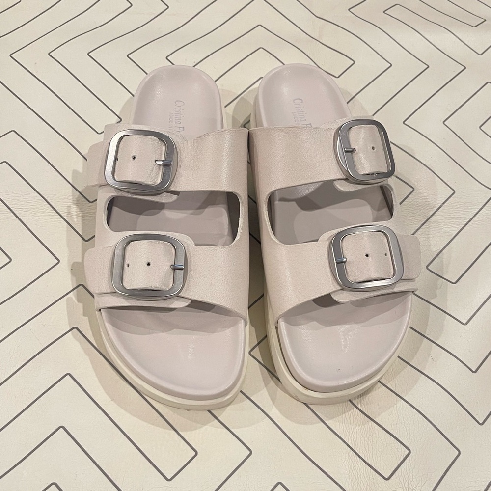 Cristina Francini Grey Double Strap Sandals